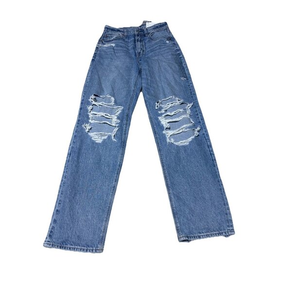 American Eagle Highest Rise Baggy Straight Jeans Womens 4 Distressed NWT - Picture 3 of 13